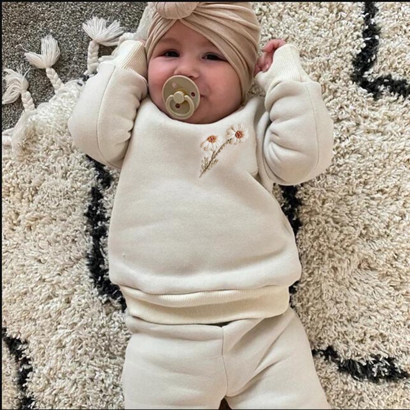 Winter Clothing Activities For Toddlers - ชุดเสื้อผ้าเด็กเล็กสำหรับฤดูใบไม้ร่วงและฤดูหนาว 0-5 ปี เสื้อกันหนาวหนาสำหรับเด็กผู้ชายและเด็กผู้หญิง เสื้อผ้าเด็กผู้หญิง เสื้อสเวตเตอร์ขนแกะ+กางเกง