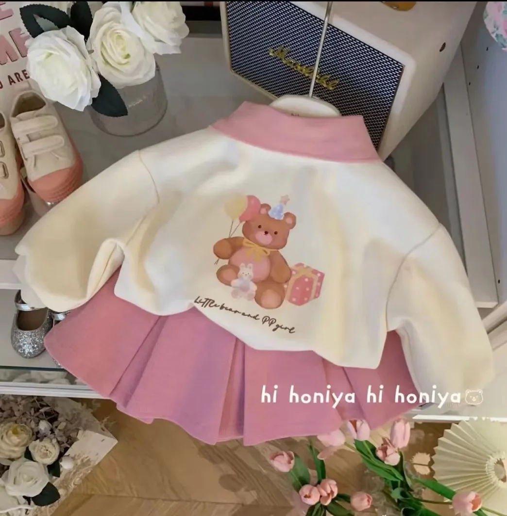 Winter Clothing Activities For Toddlers - ชุดเสื้อผ้าเด็กลายหมีการ์ตูนเสื้อ + กระโปรง2ชิ้นชุดเสื้อผ้าเด็กวัยหัดเดินเด็กผู้หญิงชุดชุดเสื้อผ้าเด็กผู้หญิงทารก1-6ปี