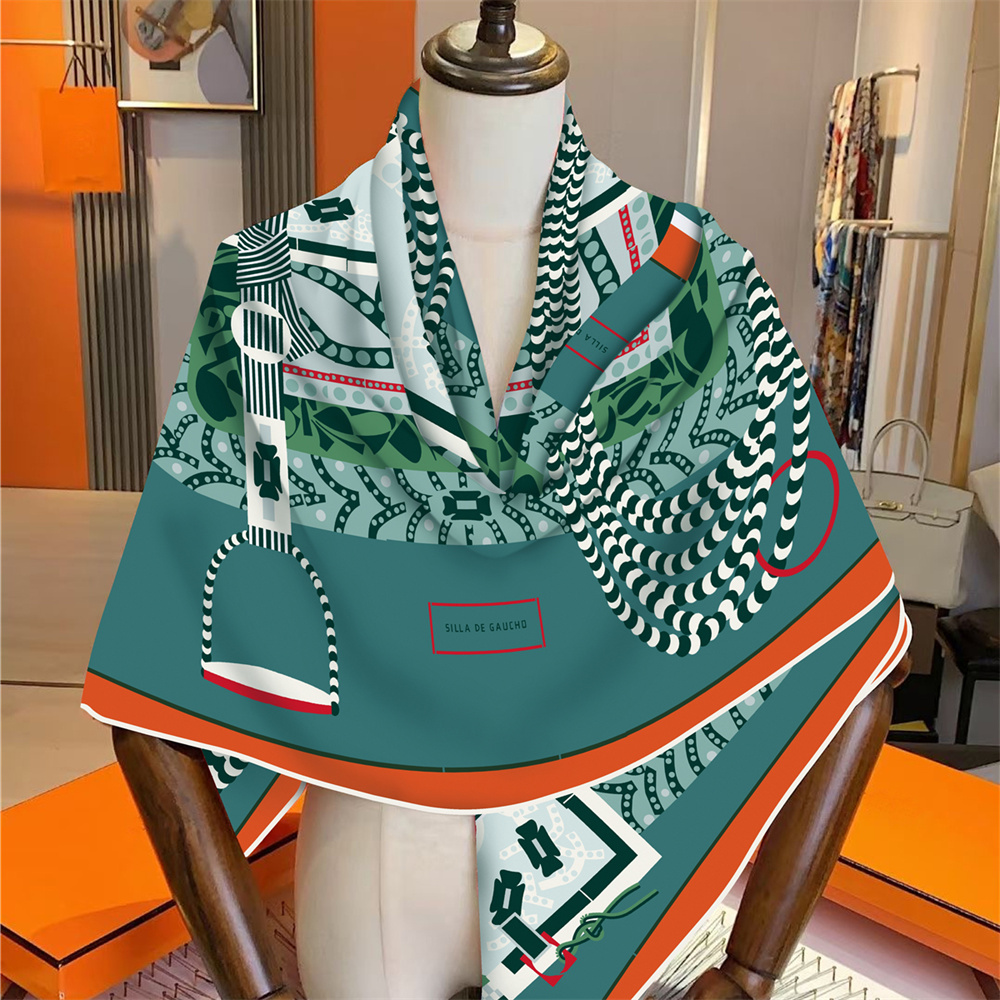 Cashmere Scarf Wrap - ผ้าไหมผ้าพันคอผ้าพันคอผู้หญิงมือรีดผ้าคลุมไหล่ม้าอานผ้าพันคอสแควร์ผ้าพันคอผ้าพันคอแบรนด์หรู Hijab หญิง Foulard