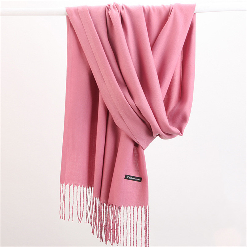 Cashmere Scarf Wrap - แฟชั่นสีทึบ 2023 ผู้หญิงผ้าพันคอฤดูหนาว Hijabs Tessale ยาว