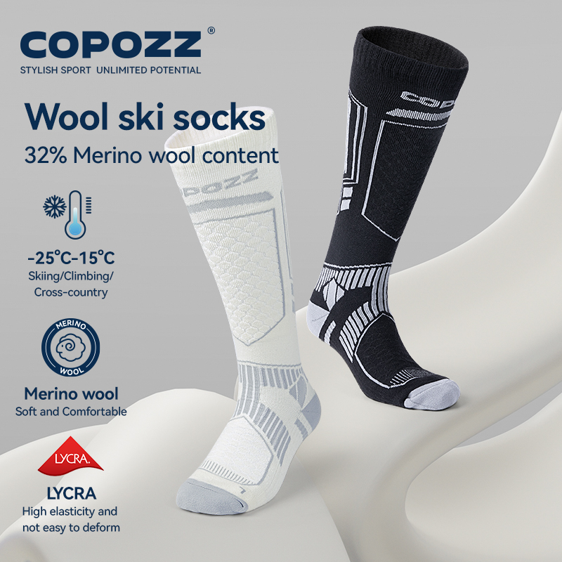 Thermal Sock Merino - COPOZZ ใหม่ถุงเท้าสกีฤดูหนาวผู้ชายผู้หญิงความร้อน Merino Wool ยาวถุงเท้าสกีสโนว์บอร์ดขี่จักรยานเล่นสกีถุงเท้าฟุตบอลหนาถุงเท้า