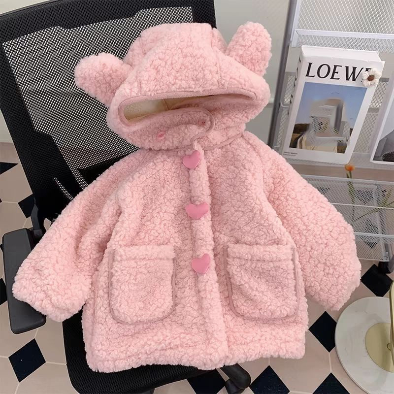 Winter Clothing Activities For Toddlers - เสื้อโค้ทเด็กผู้หญิงผ้าฟลีซหนา เสื้อแจ็คเก็ตเด็กฤดูหนาวแบบใหม่ อุ่นสบาย เสื้อคลุมมีฮู้ดผ้ากำมะหยี่สำหรับเด็กเล็ก เสื้อผ้าลำลองมีฮู้ด