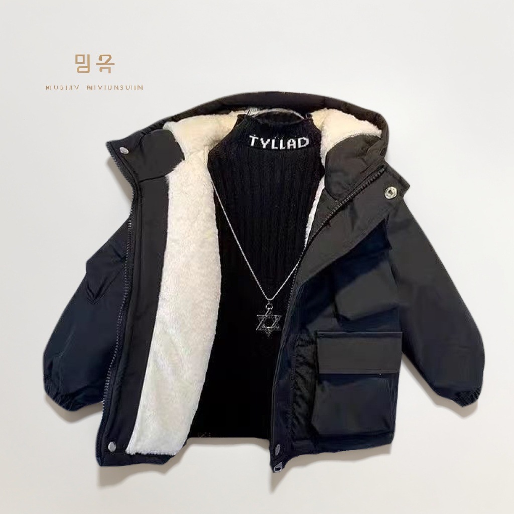 Winter Clothing Activities For Toddlers - เสื้อแจ็คเก็ตเด็กผู้ชายสำหรับฤดูหนาว เสื้อโค้ทเด็กอุ่นบุผ้าฝ้ายหนา มีซิปและฮู้ด เสื้อคลุมเด็กบุผ้ากำมะหยี่ เสื้อผ้าเด็กวัยหัดเดิน