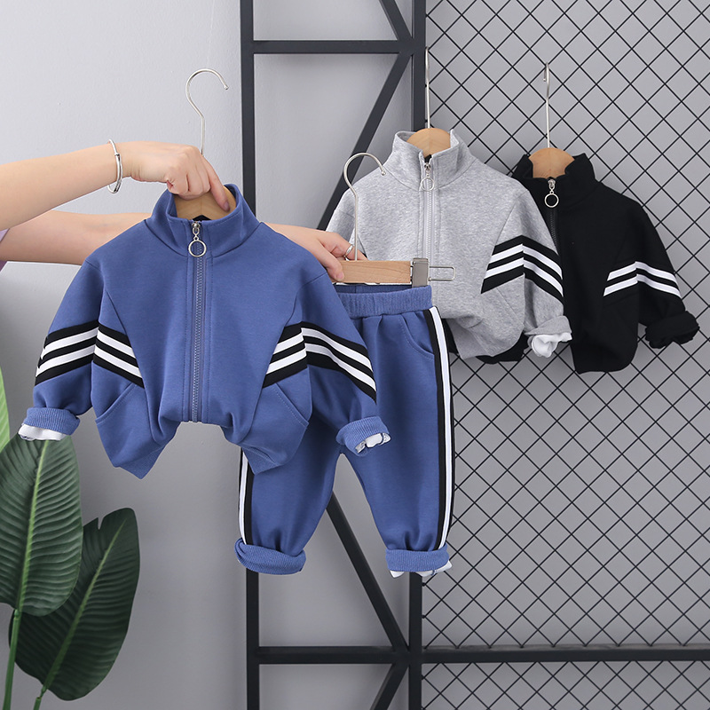 Winter Clothing 1 Year Old - ฤดูใบไม้ร่วงเด็กทารกเสื้อผ้าชุดเด็กลายซิปแจ็คเก็ต + กางเกง 2 ชิ้นชุดเด็กเสื้อผ้าชุดกีฬาสําหรับ Boy