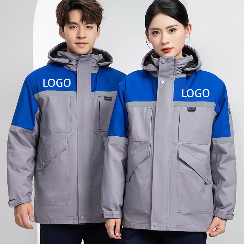 Winter Clothing Logos - ชุดทำงานผู้ชายผ้าฝ้ายหนานุ่มสำหรับฤดูหนาว ให้ความอบอุ่น เหมาะสำหรับโรงงาน อาคาร ช่างซ่อมรถยนต์ เครื่องจักร