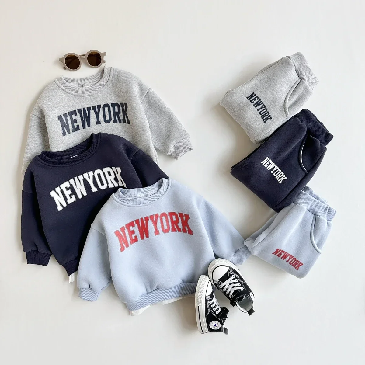 Winter Clothing 1 Year Old - 2 ชิ้นเสื้อผ้าเด็กชุดเด็กหญิง NewYork พิมพ์กีฬากางเกงชุดเสื้อกันหนาวฤดูหนาวชุดเด็กวัยหัดเดินหนาทารกแรกเกิดเสื้อผ้า
