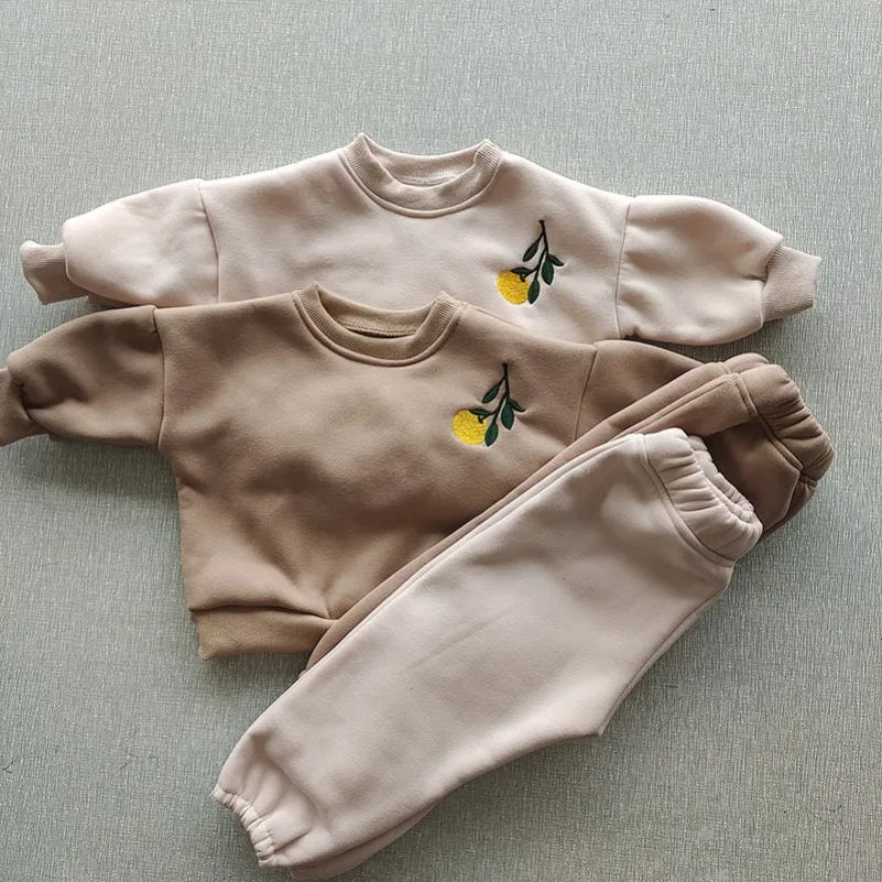 Winter Clothing Activities For Toddlers - ชุดเสื้อและกางเกงเด็กทารกหญิงผ้าฟลีซ สำหรับฤดูใบไม้ร่วงและฤดูหนาว ชุดเสื้อผ้าเด็กชายและเด็กหญิงอายุ 0-5 ปี เสื้อผ้าเด็กหนา