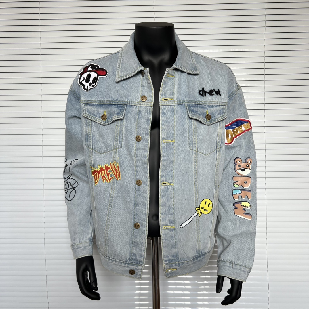 Winter Clothing Logos - Drew House Smiling Printing logo เสื้อผ้าผู้ชายฤดูใบไม้ร่วงและฤดูหนาวออกแบบเฉพาะอเมริกัน