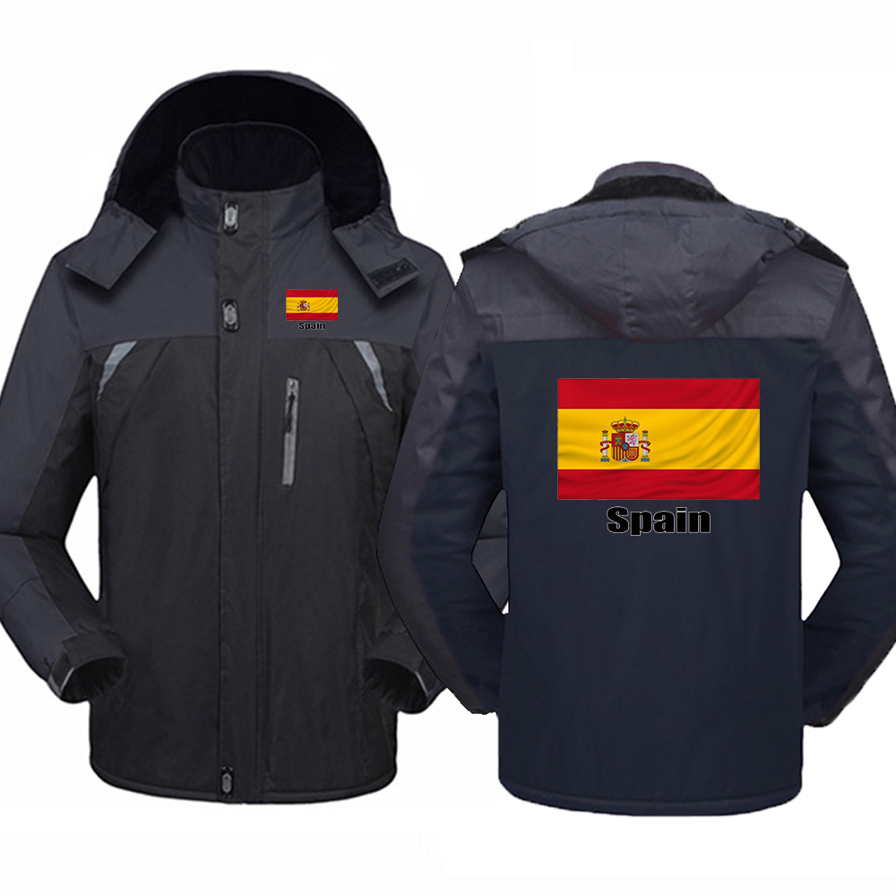 Winter Clothing Logos - 2026 ทีมฟุตบอลฤดูใบไม้ร่วงและฤดูหนาวผู้ชายพิมพ์โลโก้ธงชาติสเปนเสื้อผ้าปีนเขาฤดูหนาวเสื้อแจ็คเก็ตเสื้อฮู้ด