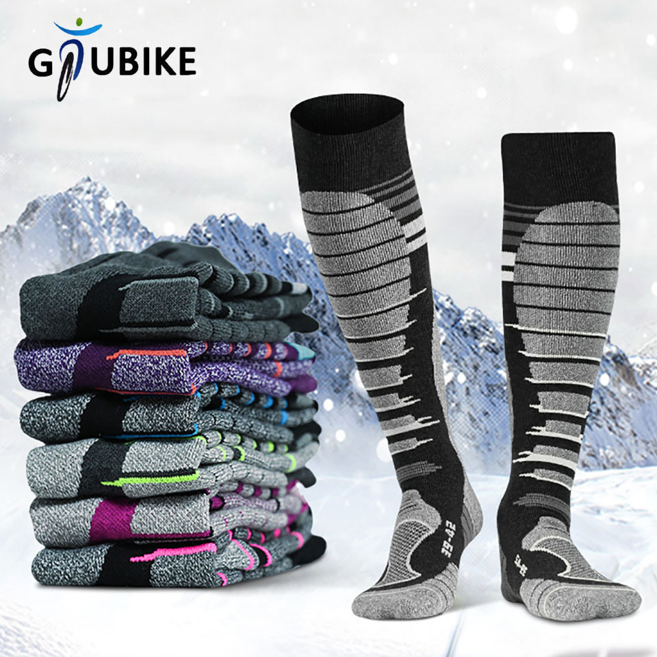 Thermal Sock Merino - ถุงเท้าสกีขนแกะเมอริโน่ GTUBIKE, ถุงเท้าสำหรับอากาศหนาวสำหรับเล่นสโนว์บอร์ด, หิมะ, ฤดูหนาว, ถุงเท้ากันหนาวแบบยาวถึงเข่า,