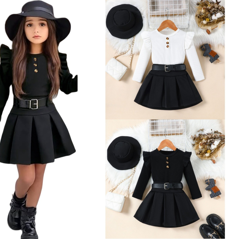 Winter Clothing Activities For Toddlers - 2025 ฤดูใบไม้ร่วงและชุดฤดูหนาวเด็กผู้หญิง 3 ชิ้นชุดชุด + เข็มขัด