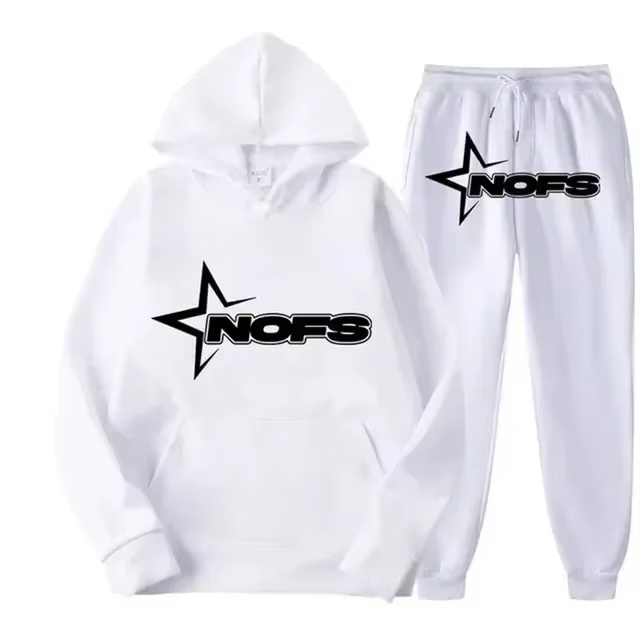 Winter Clothing Men - ชุดสตรีทแวร์ผู้ชายปี 2026 เสื้อฮู้ดแขนยาวพิมพ์ลายตัวอักษร NOFS พร้อมกางเกงจ็อกเกอร์ ชุดกีฬา