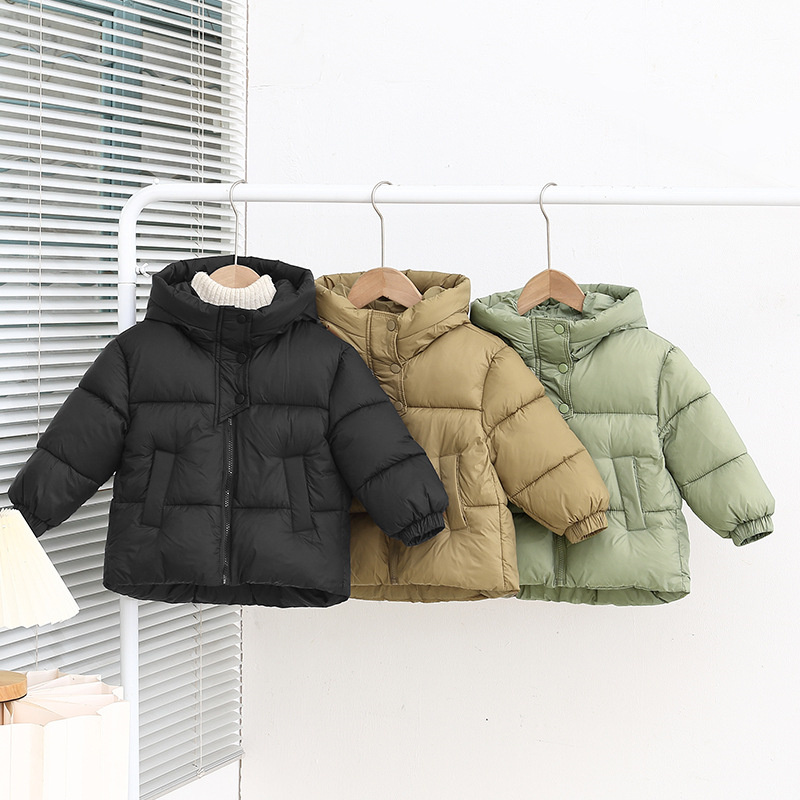 Winter Clothing Activities For Toddlers - เด็กลงเสื้อแจ็คเก็ตเด็กหนาเสื้อเด็กฤดูหนาวHooded Outerwearสาวแฟชั่นสีทึบParkasใหม่เสื้อผ้าเด็กวัยหัดเดิน