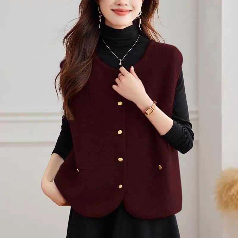 Winter Clothing Offer - เสื้อกั๊กถักไหมพรมผู้หญิง แฟชั่นเรียบง่าย ปี 2025 เสื้อกั๊กฤดูหนาว ผ้าถักใหม่