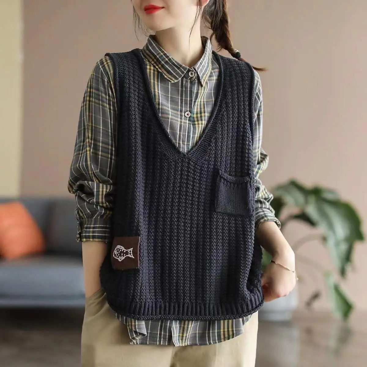 เสื้อกั๊กไหมพรมผู้หญิงแบบสั้น  - Winter Clothing Offer บทวิจารณ์และราคา