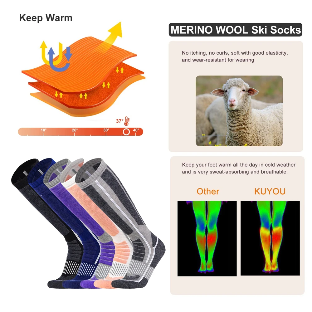 ถุงเท้าขนแกะเมอริโน 1 คู่ สำหร - Thermal Sock Merino บทวิจารณ์และราคา