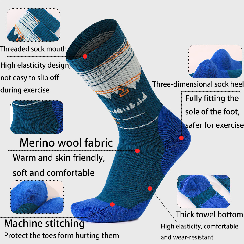 1 คู่ถุงเท้าสกีขนแกะเมอริโนสำห - Thermal Sock Merino บทวิจารณ์และราคา