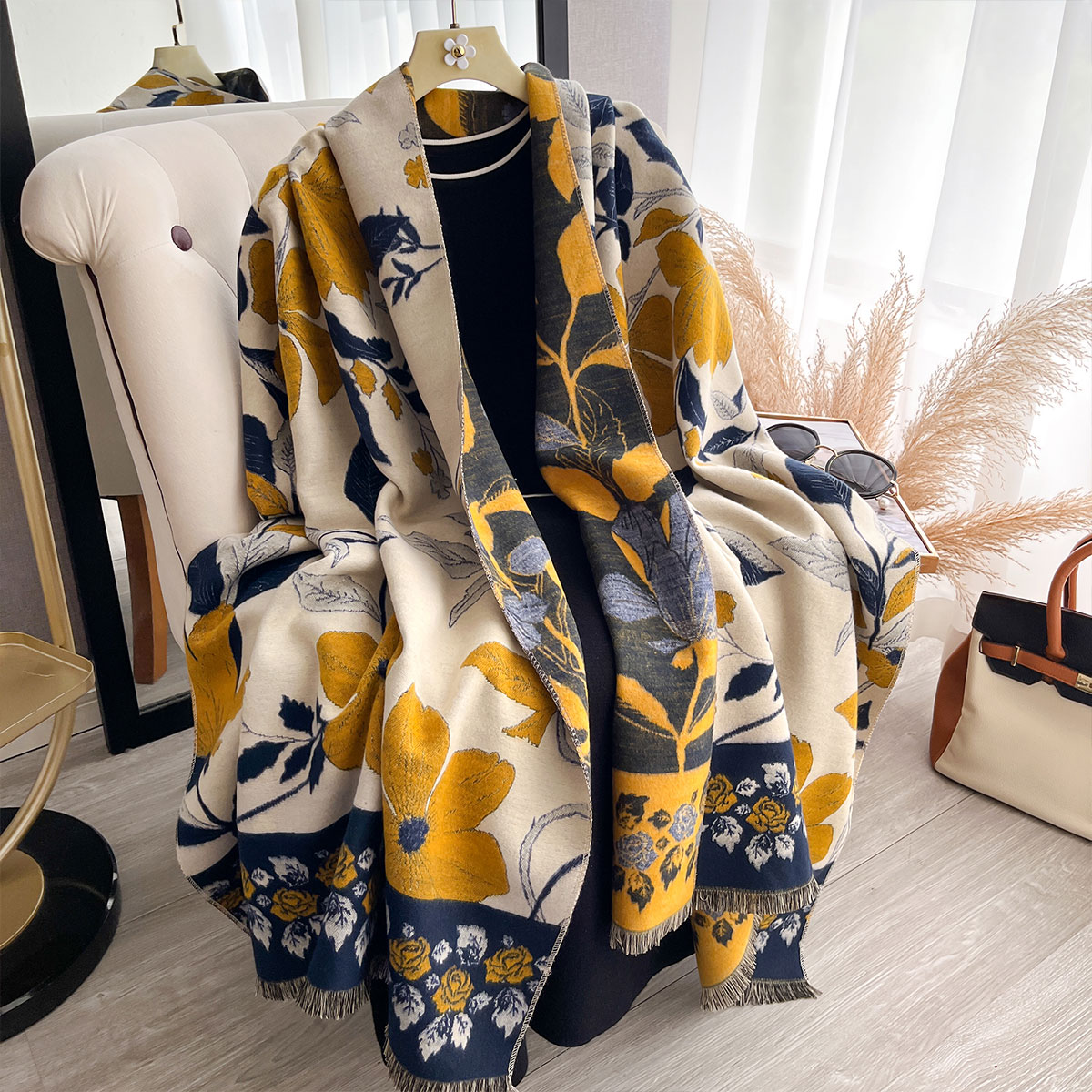 ผู้หญิง Thicken หรูหราฤดูหนาว  - Cashmere Scarf Wrap บทวิจารณ์และราคา