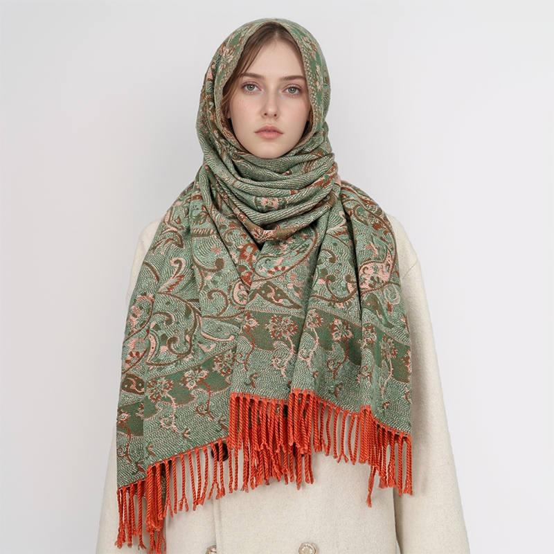 2024ผ้าพันคอผ้าแจ็คการ์ดลายพื้ - Cashmere Scarf Wrap บทวิจารณ์และราคา
