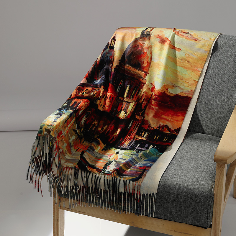 แบรนด์หรูภาพวาดสีน้ํามันผ้าพัน - Cashmere Scarf Wrap บทวิจารณ์และราคา