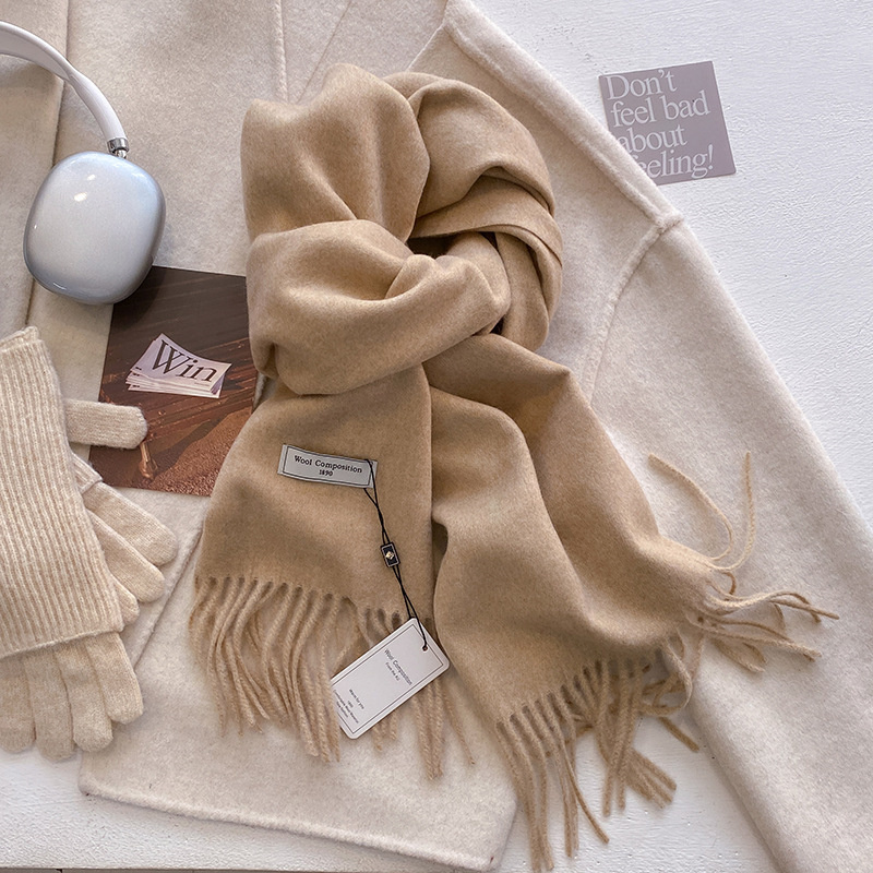 2024ผ้าพันคอขนสัตว์ฤดูหนาวผู้ห - Cashmere Scarf Wrap บทวิจารณ์และราคา